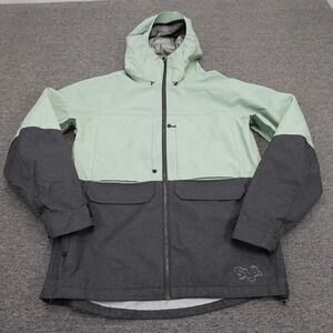 Saga Outerwear Jacket Large Green Gray Saga-Tek Hooded Ski Shell Water Resistant